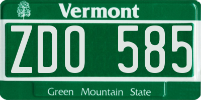VT license plate ZDO585