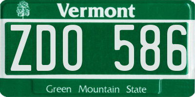 VT license plate ZDO586