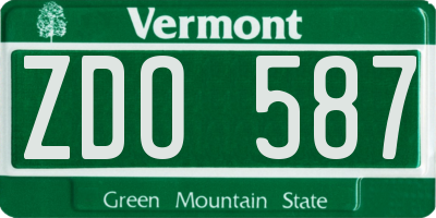 VT license plate ZDO587