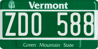 VT license plate ZDO588
