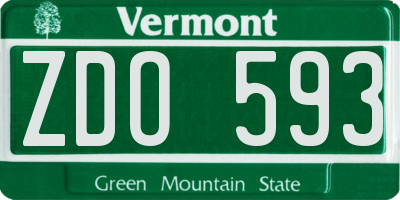 VT license plate ZDO593
