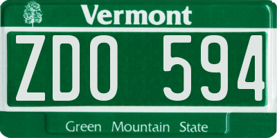 VT license plate ZDO594