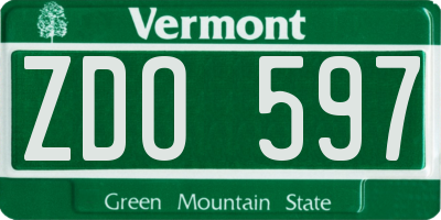 VT license plate ZDO597