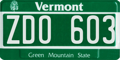 VT license plate ZDO603
