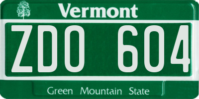 VT license plate ZDO604