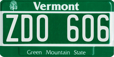 VT license plate ZDO606