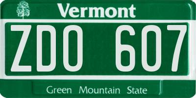 VT license plate ZDO607