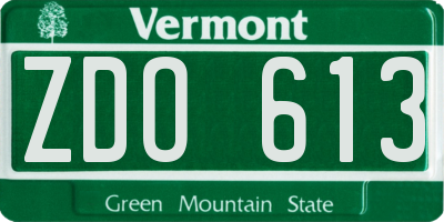VT license plate ZDO613