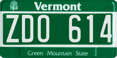 VT license plate ZDO614