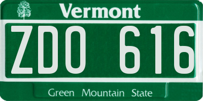 VT license plate ZDO616