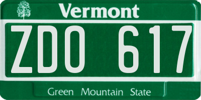 VT license plate ZDO617
