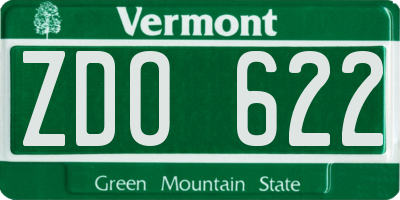 VT license plate ZDO622