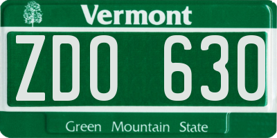 VT license plate ZDO630