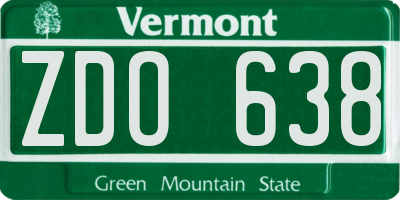 VT license plate ZDO638