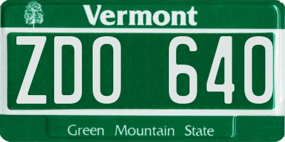 VT license plate ZDO640