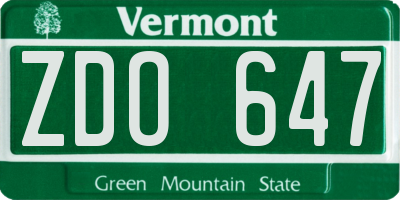 VT license plate ZDO647