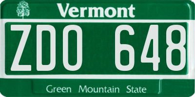 VT license plate ZDO648