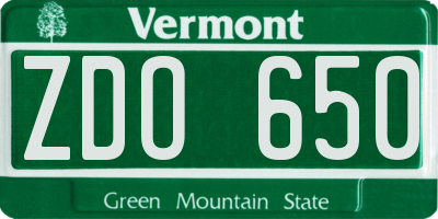 VT license plate ZDO650