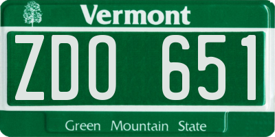 VT license plate ZDO651