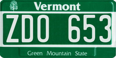 VT license plate ZDO653