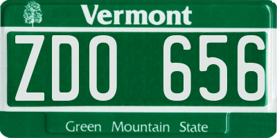 VT license plate ZDO656