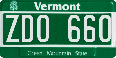 VT license plate ZDO660