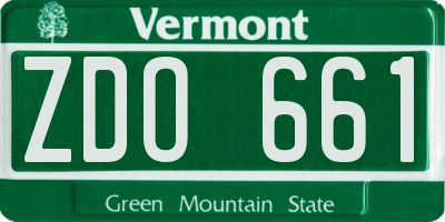 VT license plate ZDO661