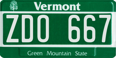 VT license plate ZDO667