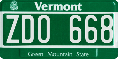 VT license plate ZDO668