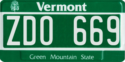 VT license plate ZDO669