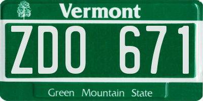 VT license plate ZDO671