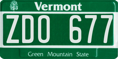 VT license plate ZDO677