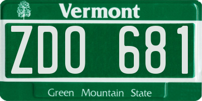 VT license plate ZDO681