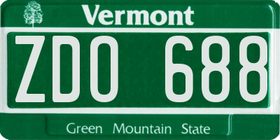 VT license plate ZDO688