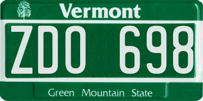 VT license plate ZDO698