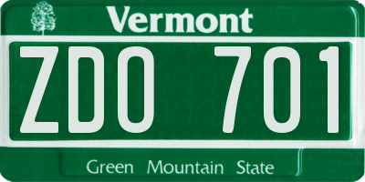 VT license plate ZDO701