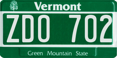 VT license plate ZDO702