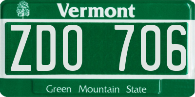 VT license plate ZDO706