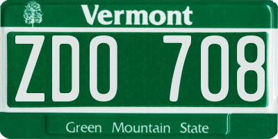 VT license plate ZDO708