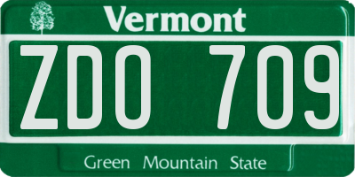 VT license plate ZDO709