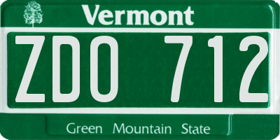 VT license plate ZDO712