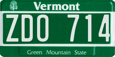 VT license plate ZDO714