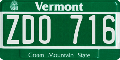 VT license plate ZDO716