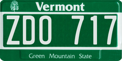 VT license plate ZDO717