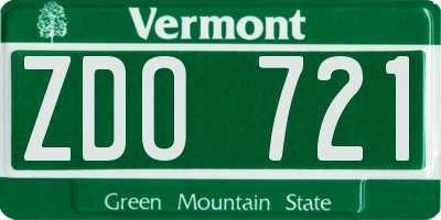 VT license plate ZDO721