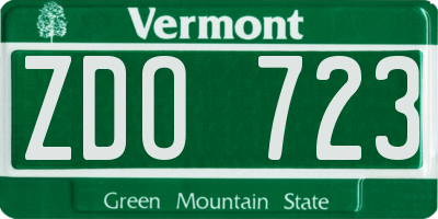 VT license plate ZDO723