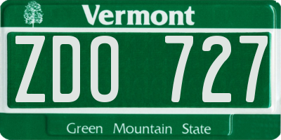 VT license plate ZDO727