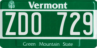 VT license plate ZDO729