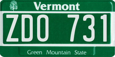 VT license plate ZDO731