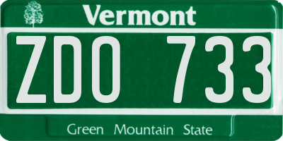 VT license plate ZDO733
